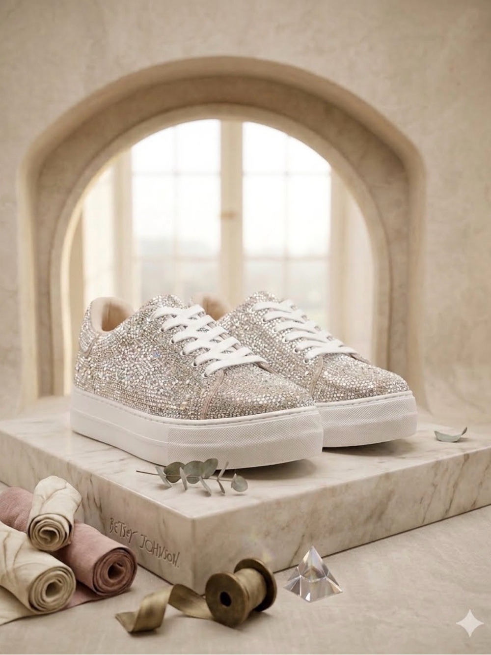 Betsy Johnson Sidny Rhinestone Sneakers - Size 8.5